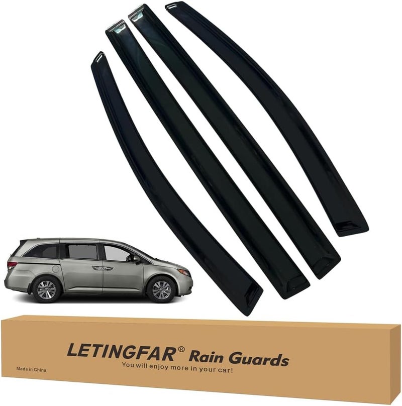 LETINGFAR Window Visors Rain Guards for Honda Odyssey 2011 2012 2013 2014 2015 2016 2017 Accessories, Wind Deflectors Vent Shades for Honda Odyssey - Image 1